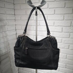 Tignanello Ladies Black Genuine Leather Fully Lined Zipper Closure Handbag